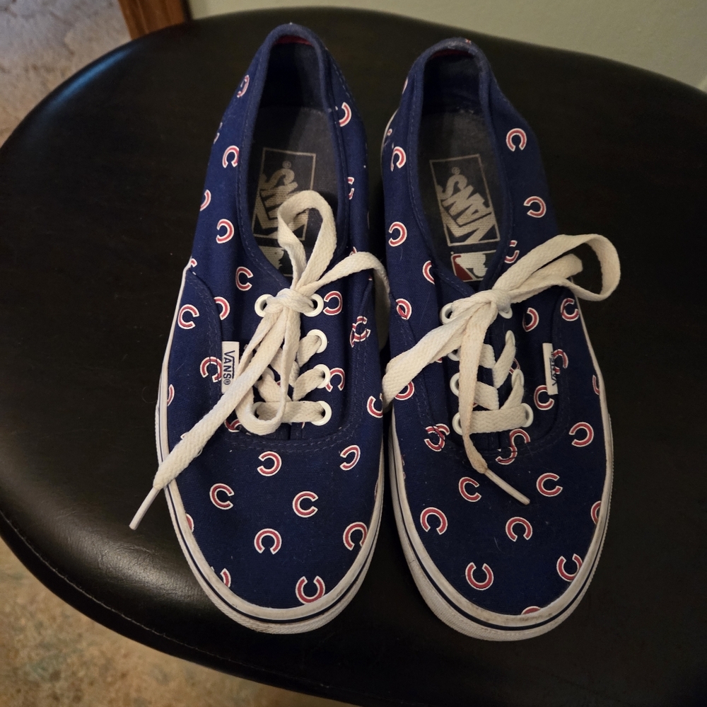 Vans Blue and White Sneakers with Logo Pattern